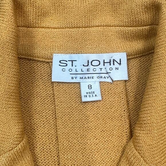 St. John Yellow Golden Leaf Metallic Trim Zip Up Santana Knit Blazer I 8 - Picture 3 of 10